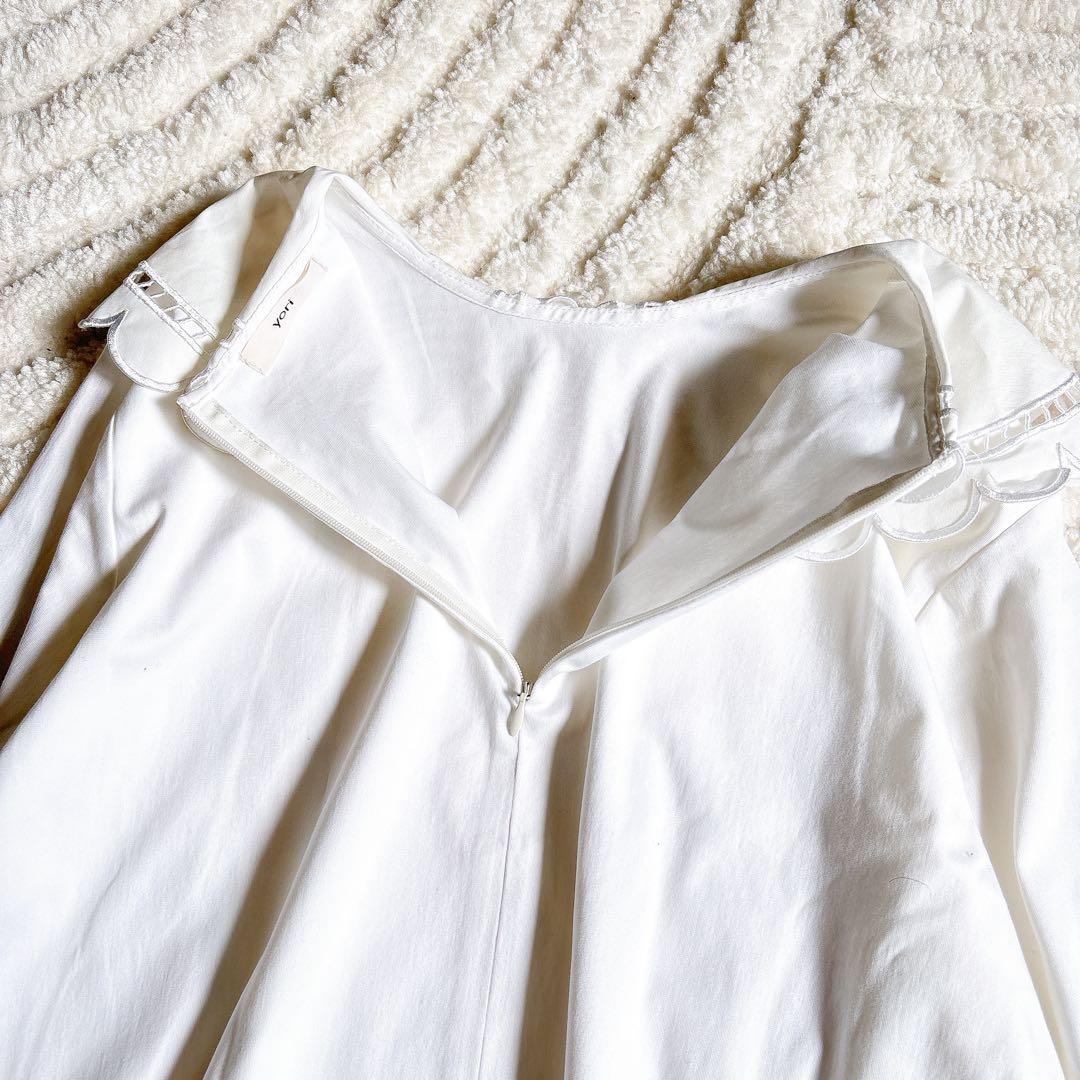 yoriヨリ スカラップ刺繍カラートップス 長袖 ホワイト ロンT - メルカリ