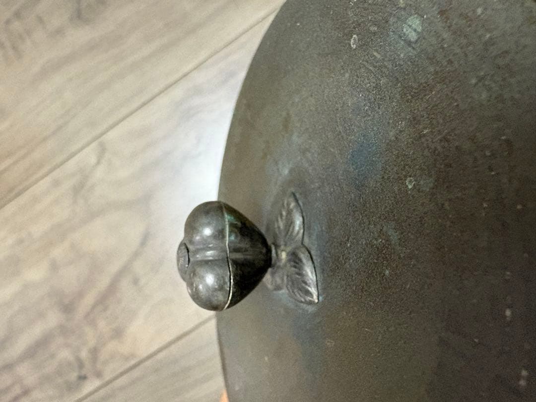 平安 光玉堂造 鉄瓶の蓋のみ 茶道具 茶器 お茶 伝統 工芸 銅蓋 銀摘