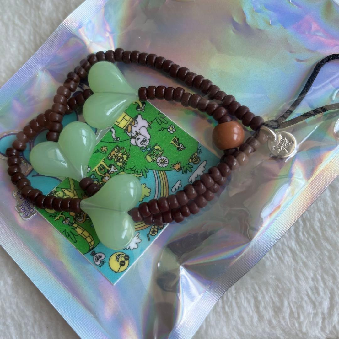 String ting Brown Suede Jade Love Heart - メルカリ