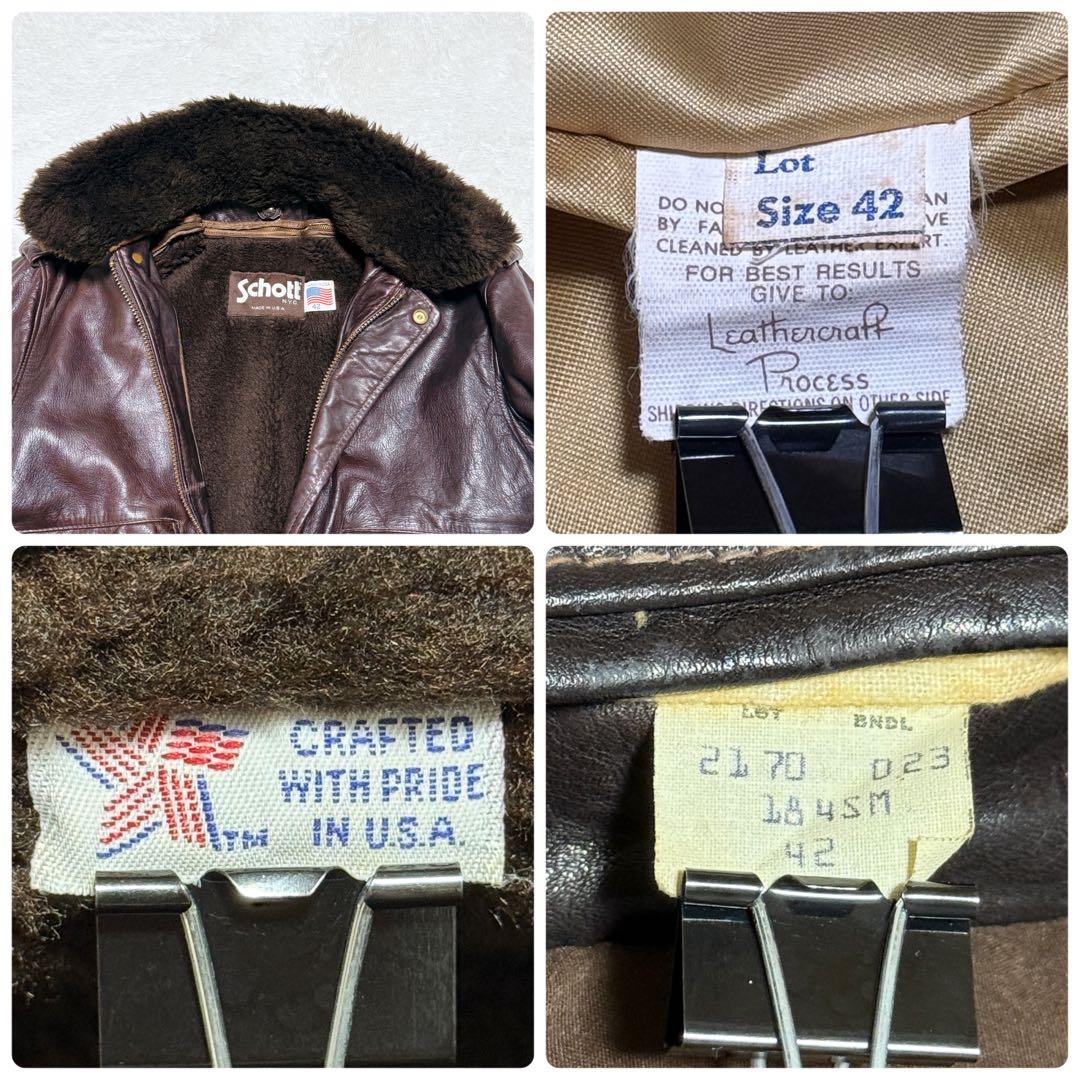 Schott フライトジャケット レザー G-1 80s USA製 ボアライナー - メルカリ