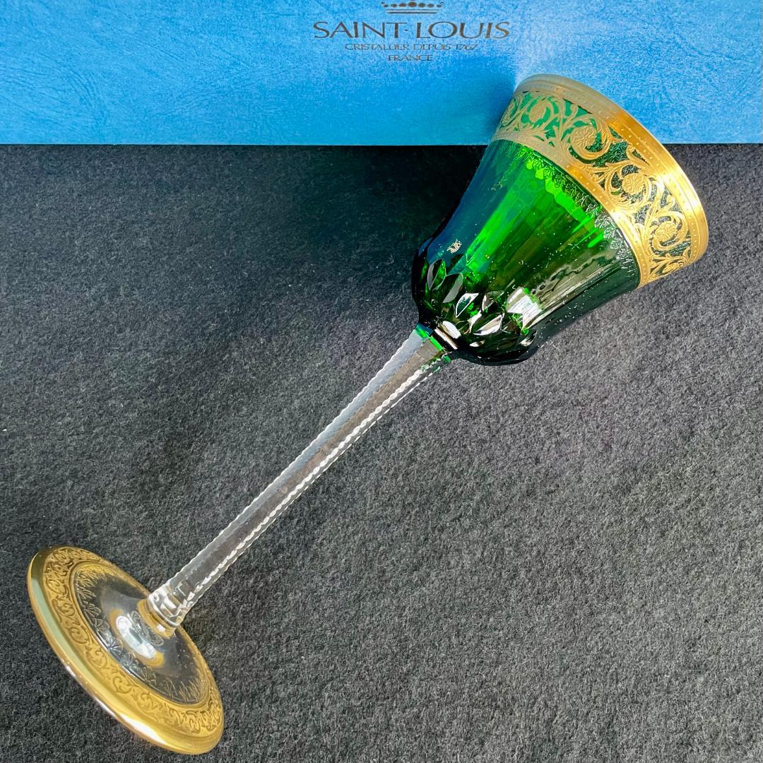 希少 フランス サンルイ シスル ティスル ホックワイングラス グリーン