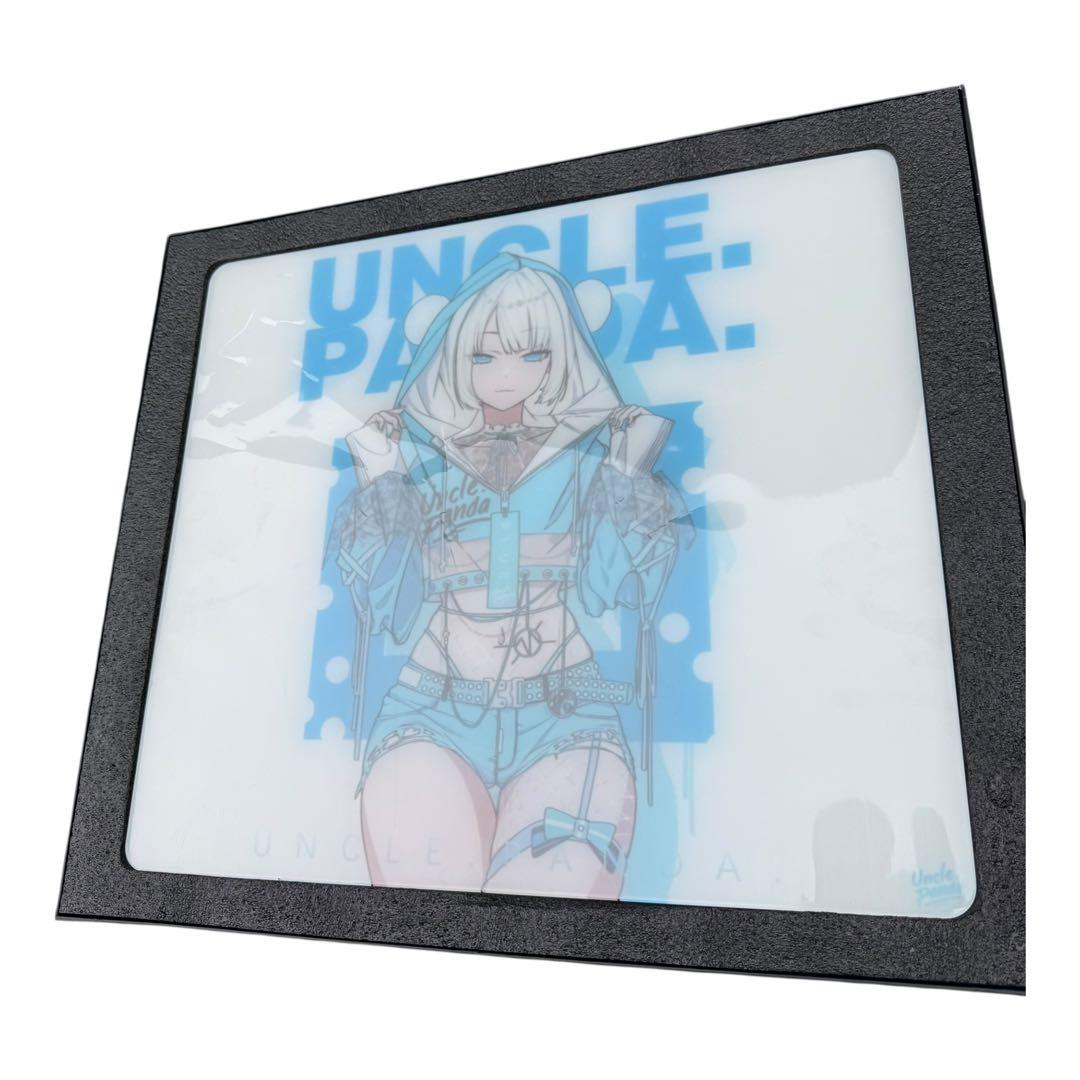 Uncle Panda ガラスマウスパッド BLUE-SP 特別版 イラスト入り Uncle Panda ガラスマウスパッド ブルー SP