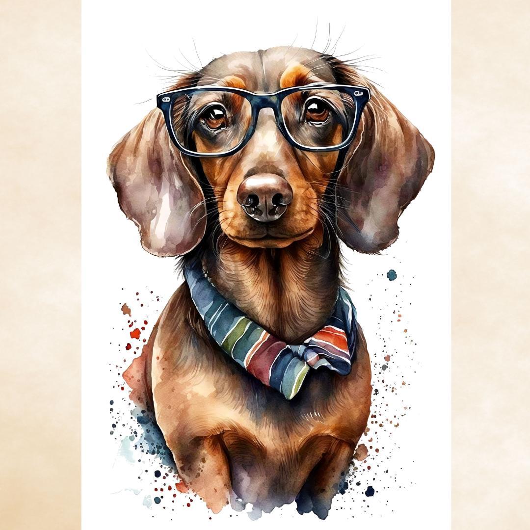 PET181】ダックスフント 犬アート 水彩 いぬの絵 カッコイイ犬 - メルカリ