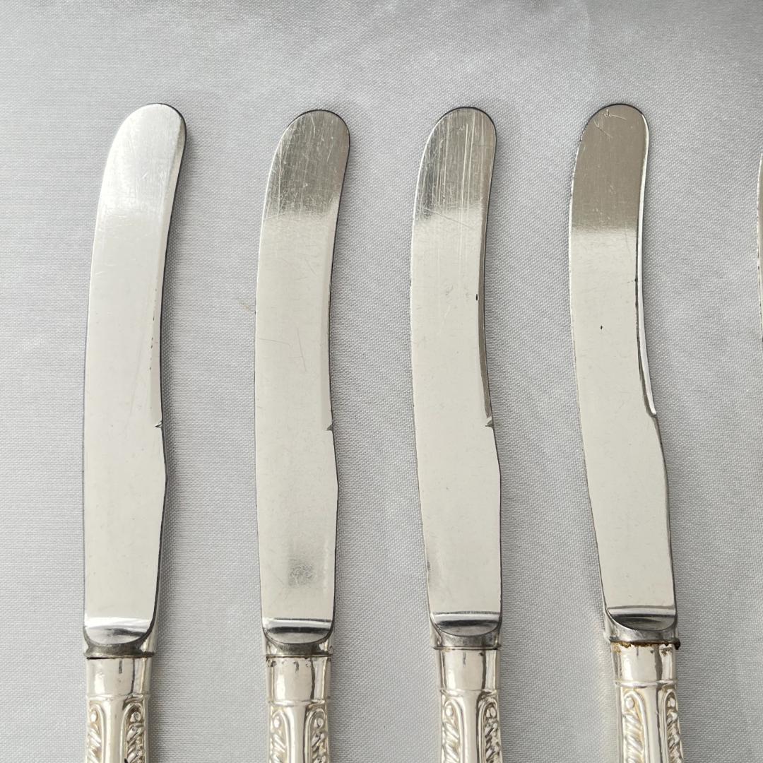 C H Davis】 【純銀ハンドル】ティーナイフ 6本 ケース 1902年