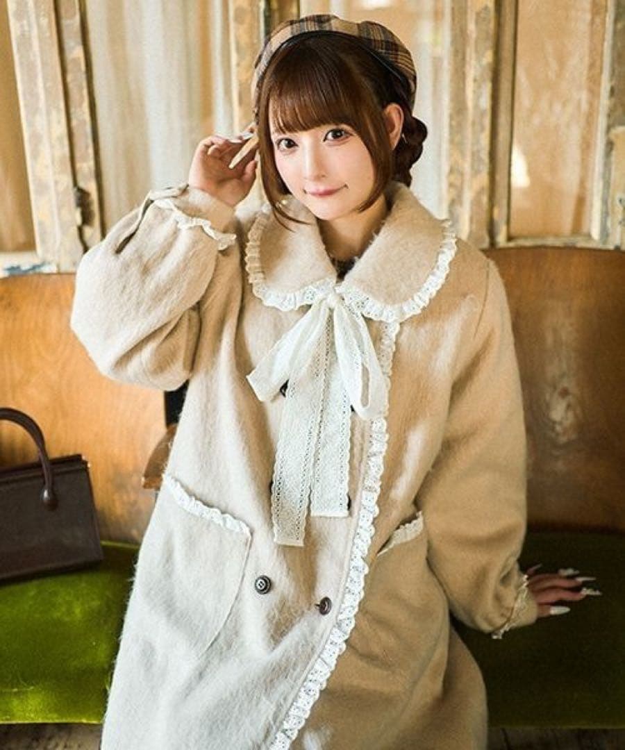 再度値下げしました！クティールとレトロ　コットンレースシャギーロングコート セール】【クティールとレトロ】コットンレースシャギーロングコート