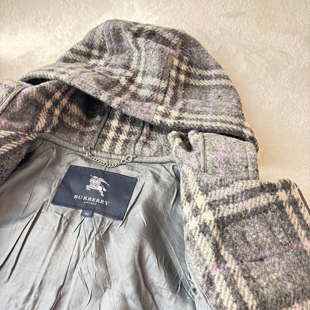 美品 Burberry バーバリー ダッフルコート ツイード ノバチェック