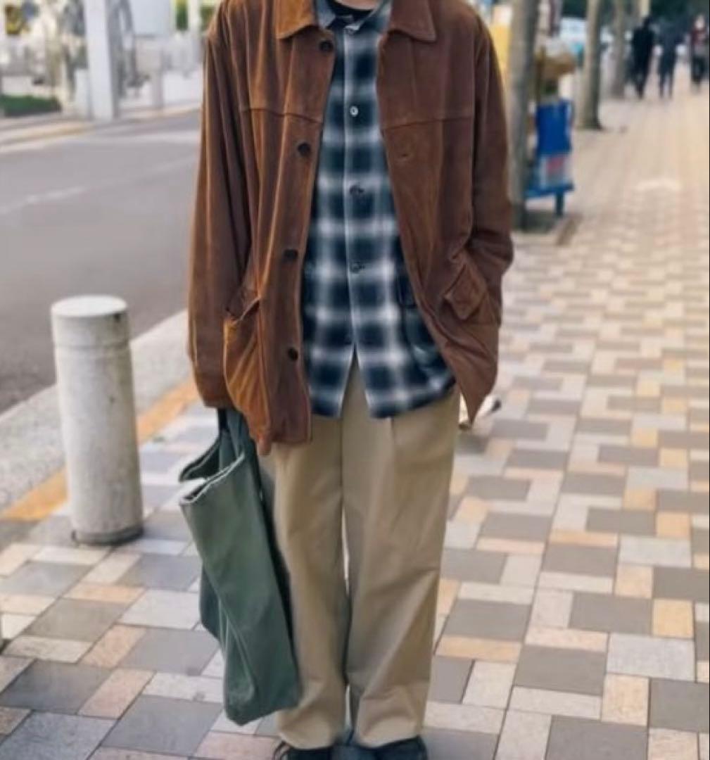 L.L.Bean　ブラウン スエード カバーオール Lサイズ