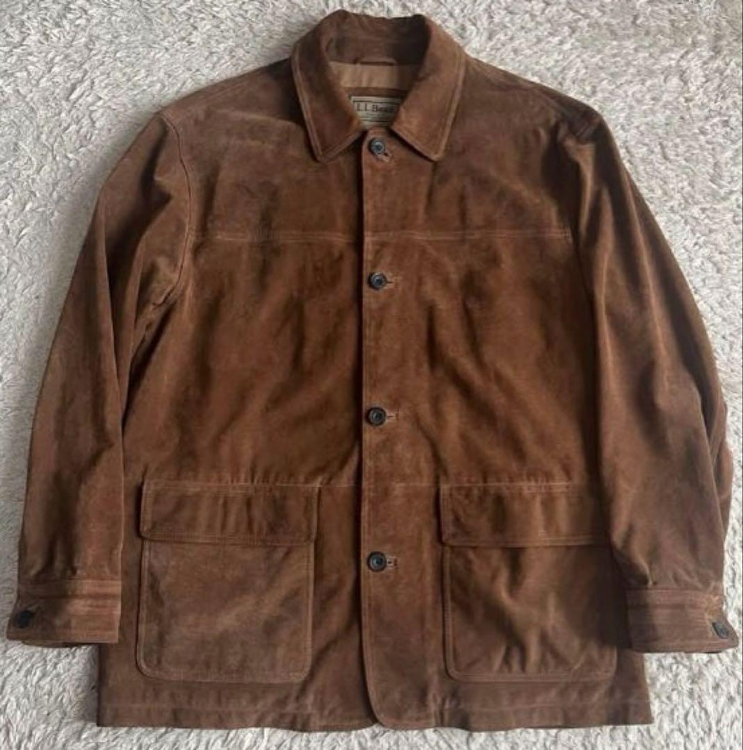L.L.Bean　ブラウン スエード カバーオール Lサイズ