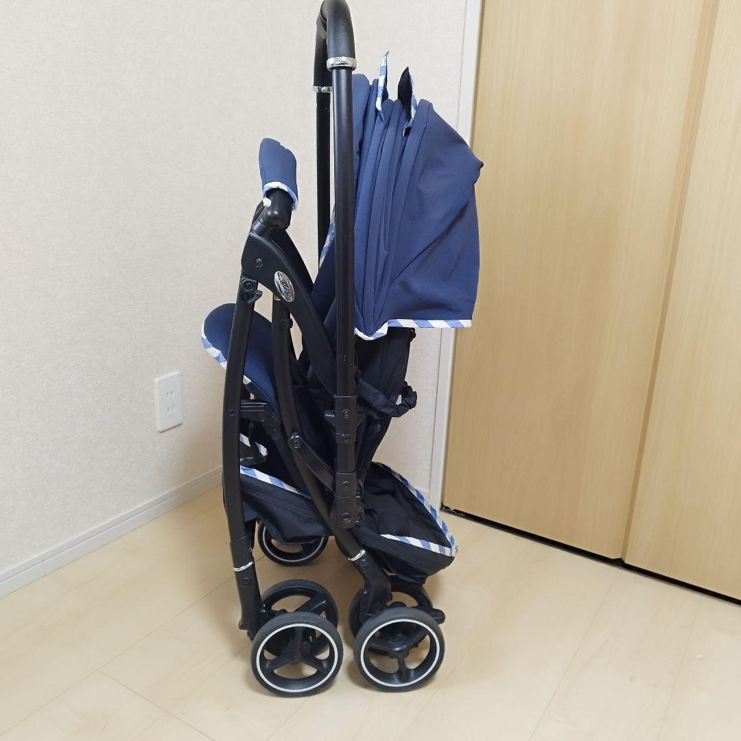 美品 アップリカ ラクーナエアーAC レザー調ハンドル マリンボーダー