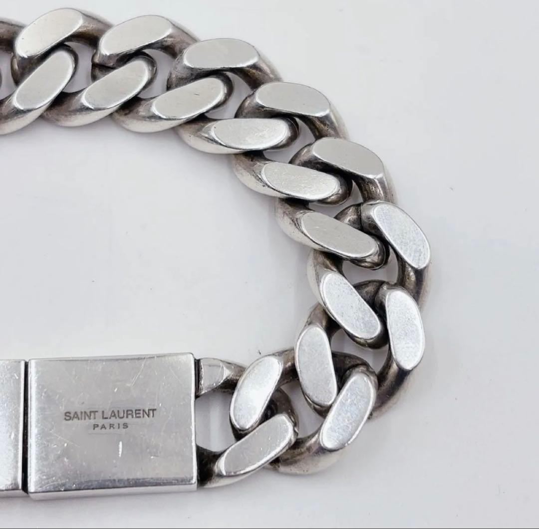 SAINT LAURENT シルバートーン カーブチェーン ブレスレット L - メルカリ