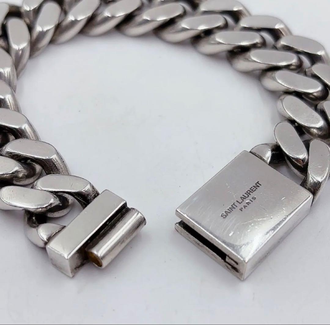 SAINT LAURENT シルバートーン カーブチェーン ブレスレット L - メルカリ