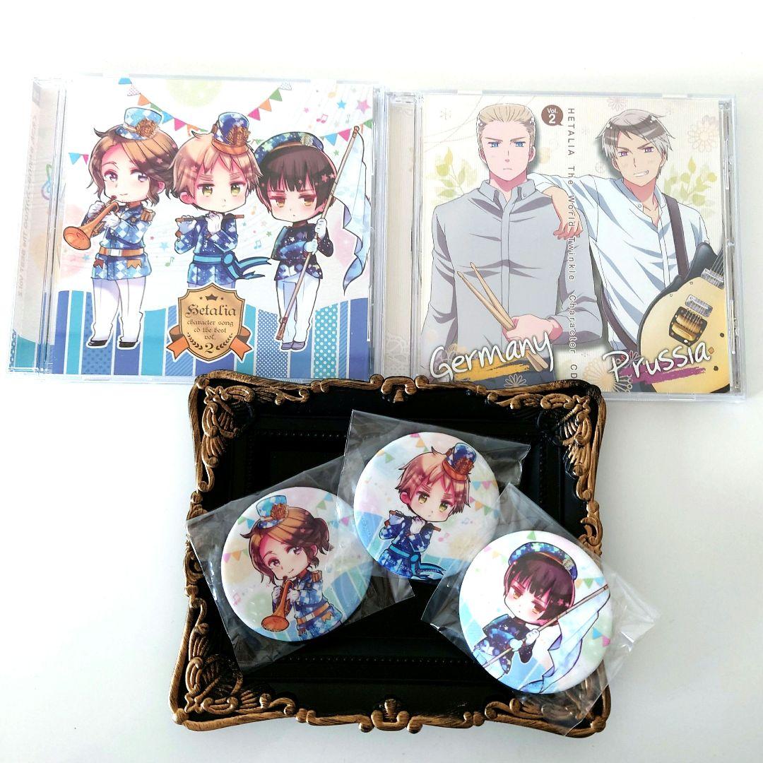 ヘタリア キャラクターソングCD The BEST 1〜3 アニメイト 缶バッジ