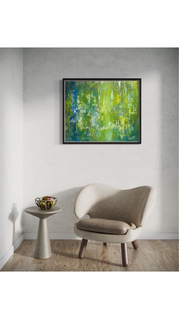 原画 73×60cm「美しき緑の星」現代アート 額縁付 - メルカリ