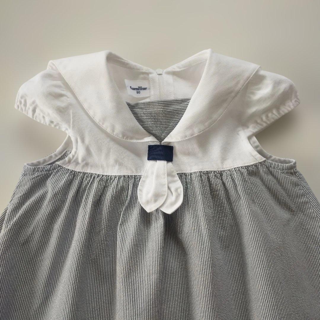 美品☆2024SS☆90cm familiar セーラー衿半袖ワンピース - メルカリ