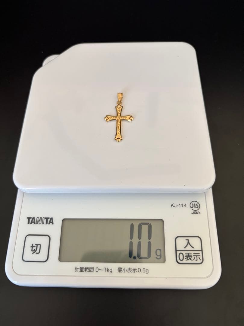 K18ゴールド クロスネックレス 27.5mm x 18.9mm