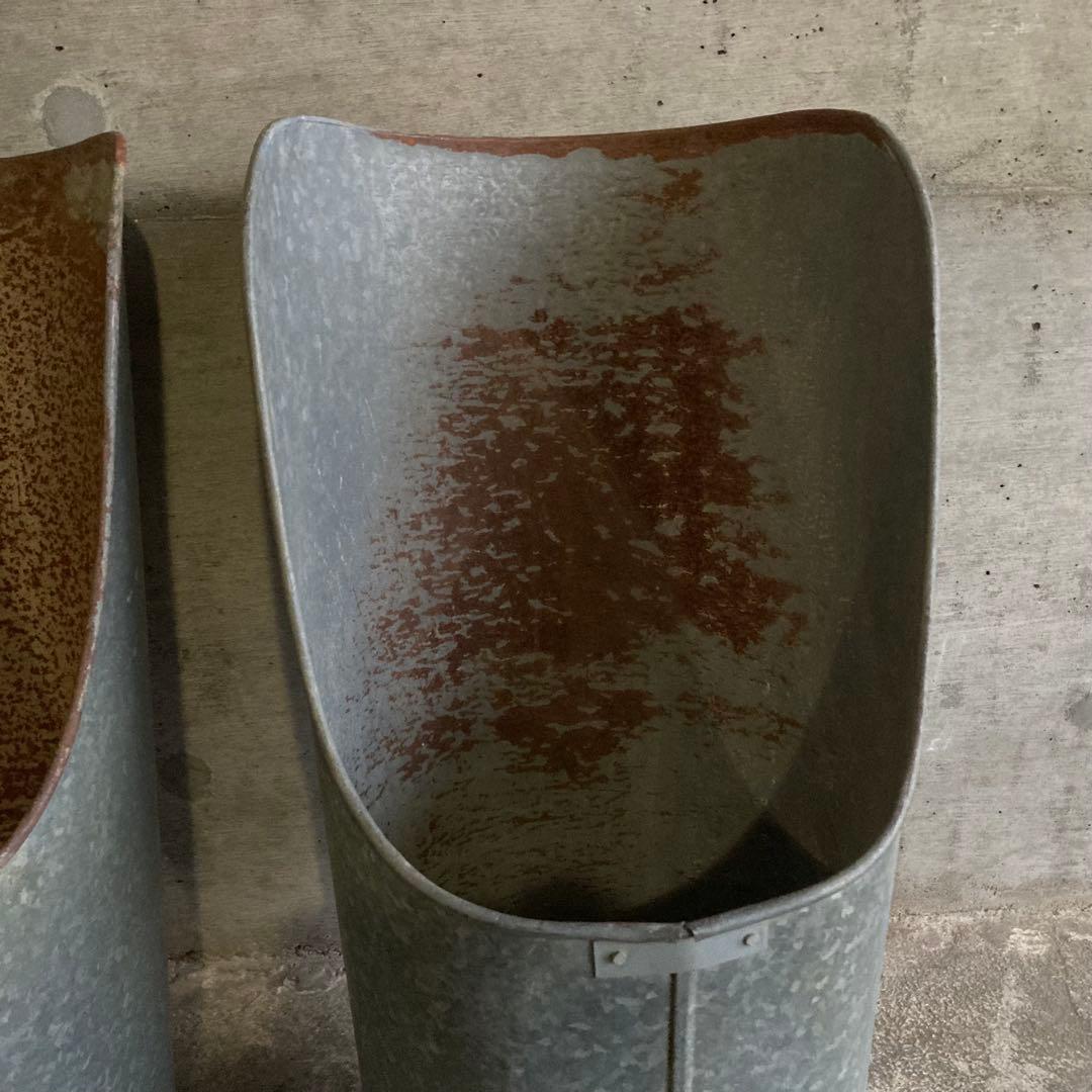 バケツ スコップ 穀物 藁 ブリキ 金属 2点 農具 古道具 シャビー レトロ