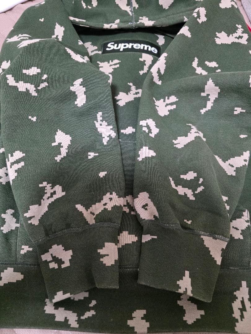 Supreme パーカー Lサイズ カーキ オリーブ カモフラ フーディー 美品
