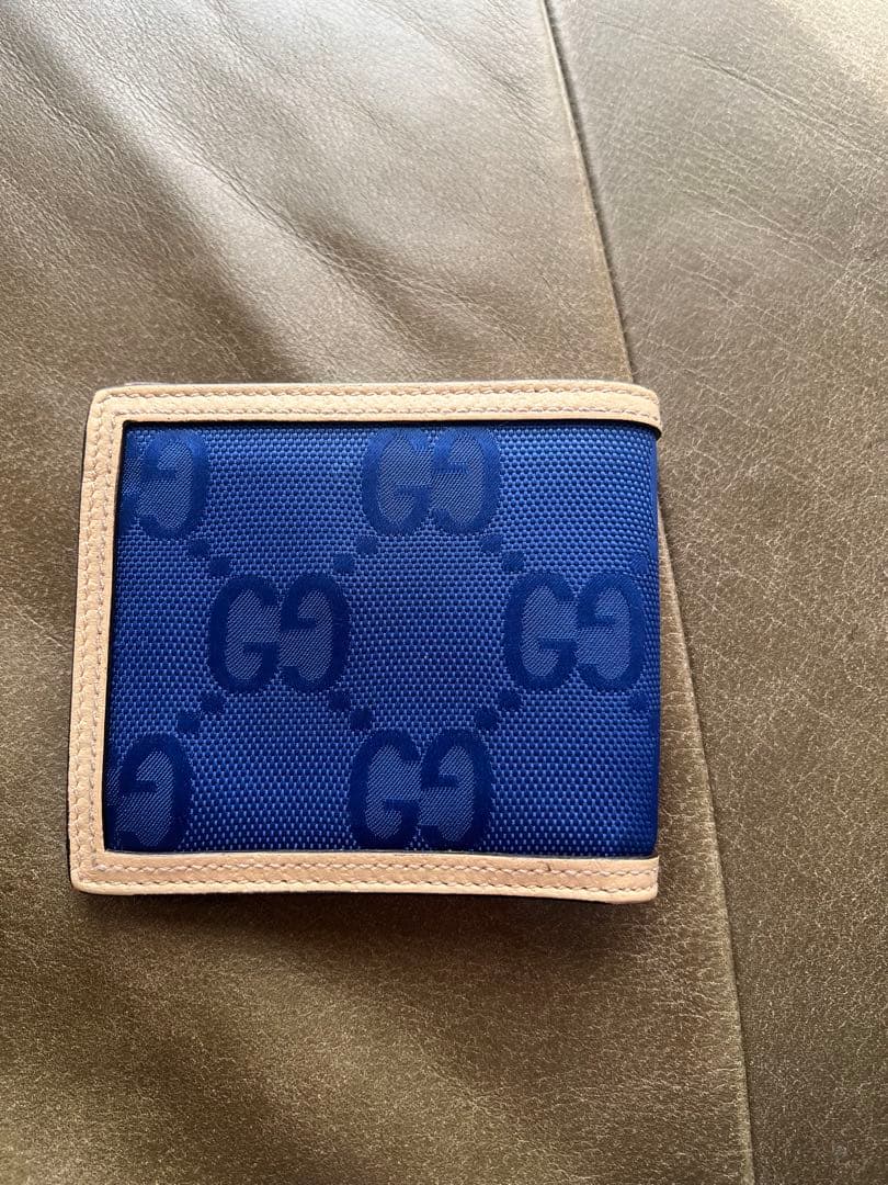 GUCCI 二つ折り財布 ブルー off the grid エコナイロン素材 - メルカリ