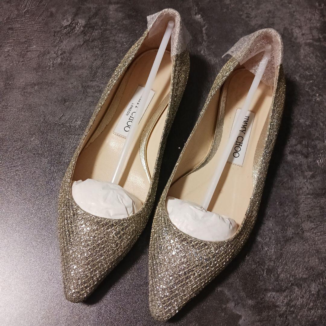 JIMMY CHOO ゴールド グリッターパンプス - メルカリ