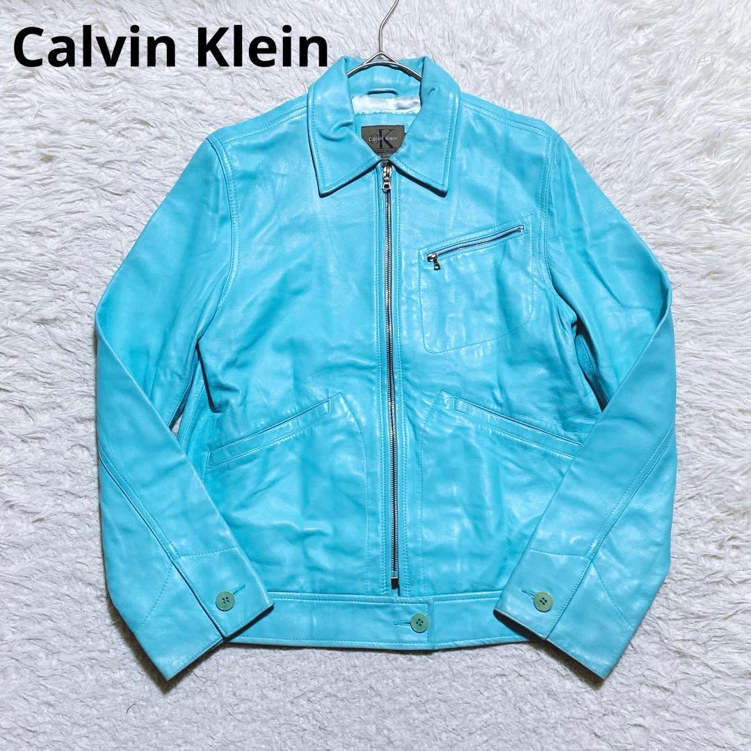 希少⭐️カルバンクライン　レザージャケット　シングル　90s〜00s 水色　S Amazon.co.jp: (カルバンクライン) CALVIN KLEIN 90S レギュラー