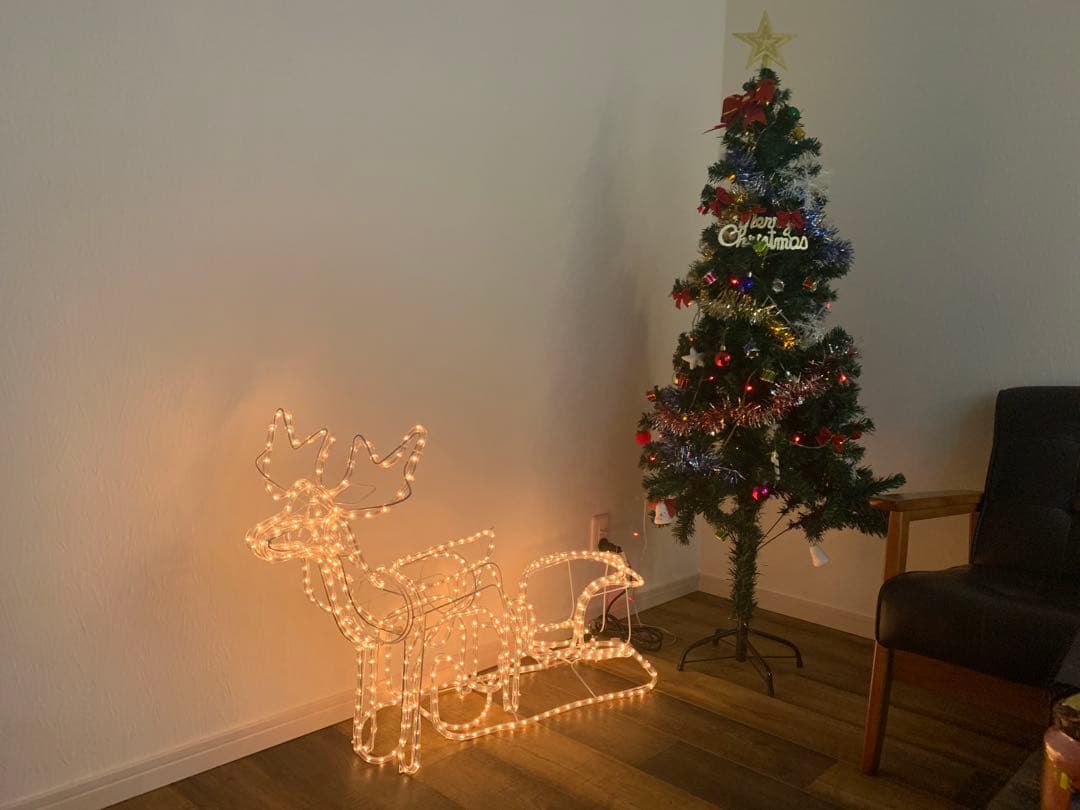 【美品】1.2m 大きなトナカイとソリのイルミネーション