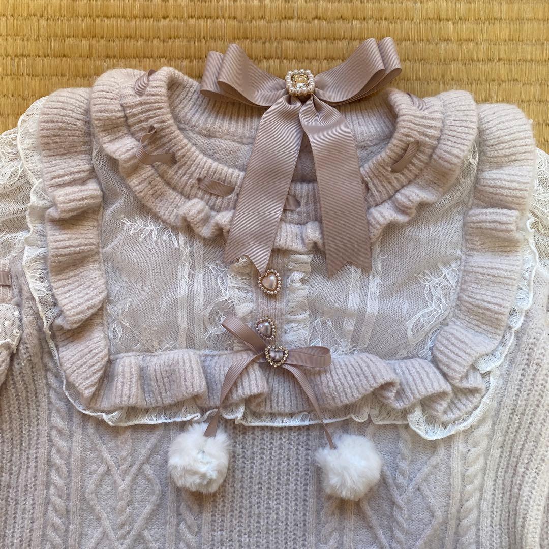 LIZ LISA(リズリサ) ポンポンリボンレースヨークニットトップス - メルカリ