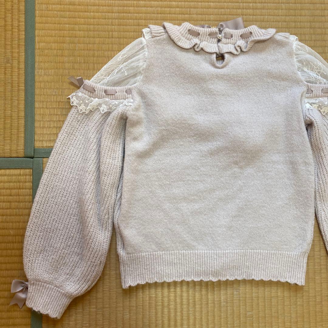 LIZ LISA(リズリサ) ポンポンリボンレースヨークニットトップス - メルカリ