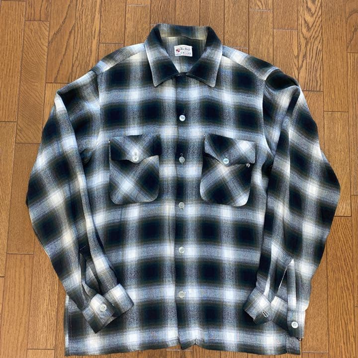 vintage オンブレチェック レーヨンシャツ 50s 60s - メルカリ
