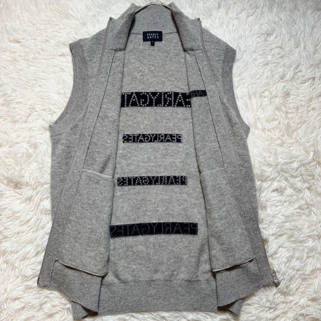22様未使用級 パーリーゲイツ 現行 カシミヤ ジップニットベスト 定価