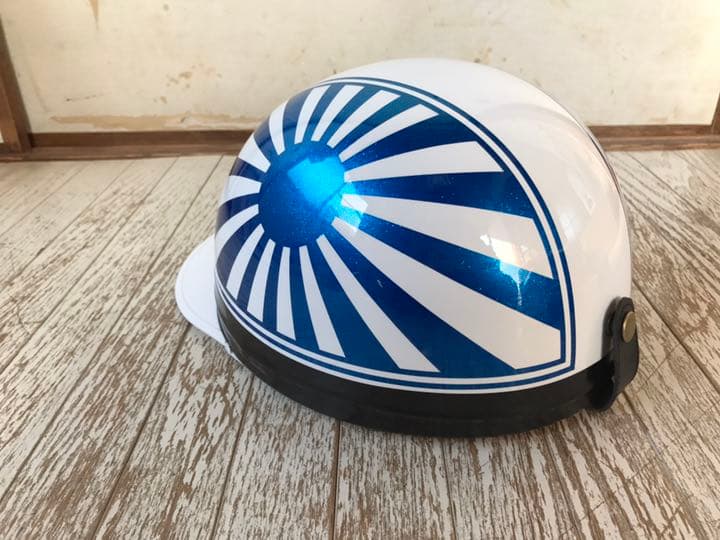 青ラメ 日章 コルク半 ヘルメット 三段シート ロケットカウル ゼファー