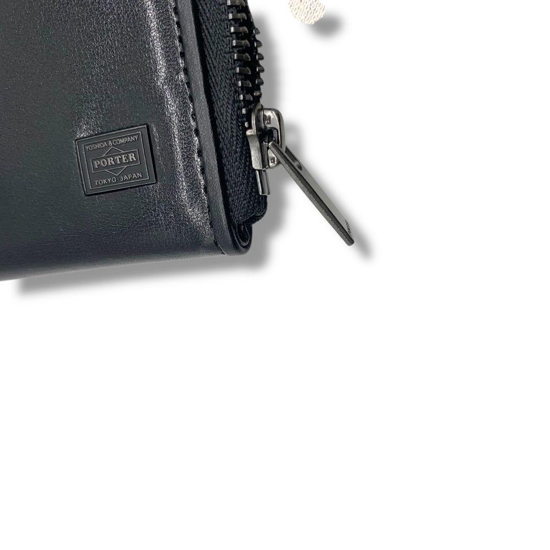 未使用級！ ポーター ジップ コインケース 財布 オールレザー 黒