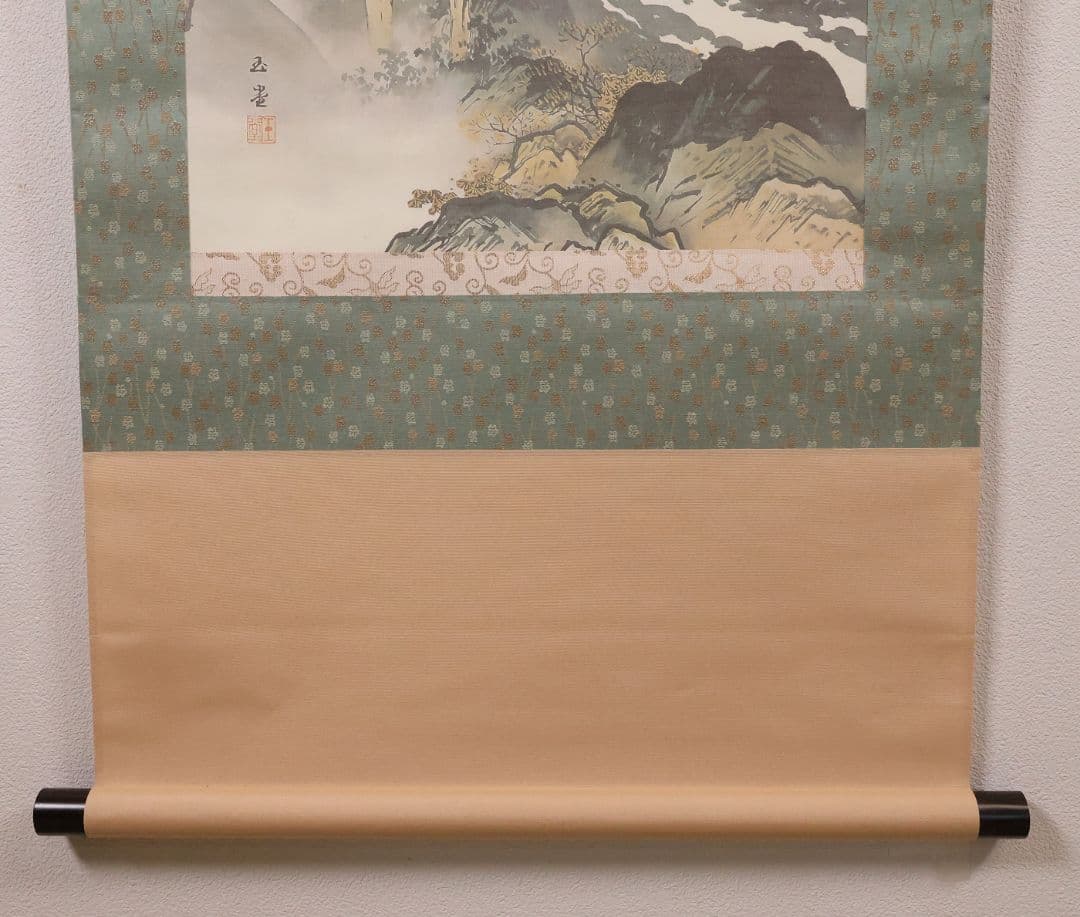 複製】玉堂美術館監修 川合玉堂画 秋渓帰樵 絹本 掛軸 工芸 山水 MB114