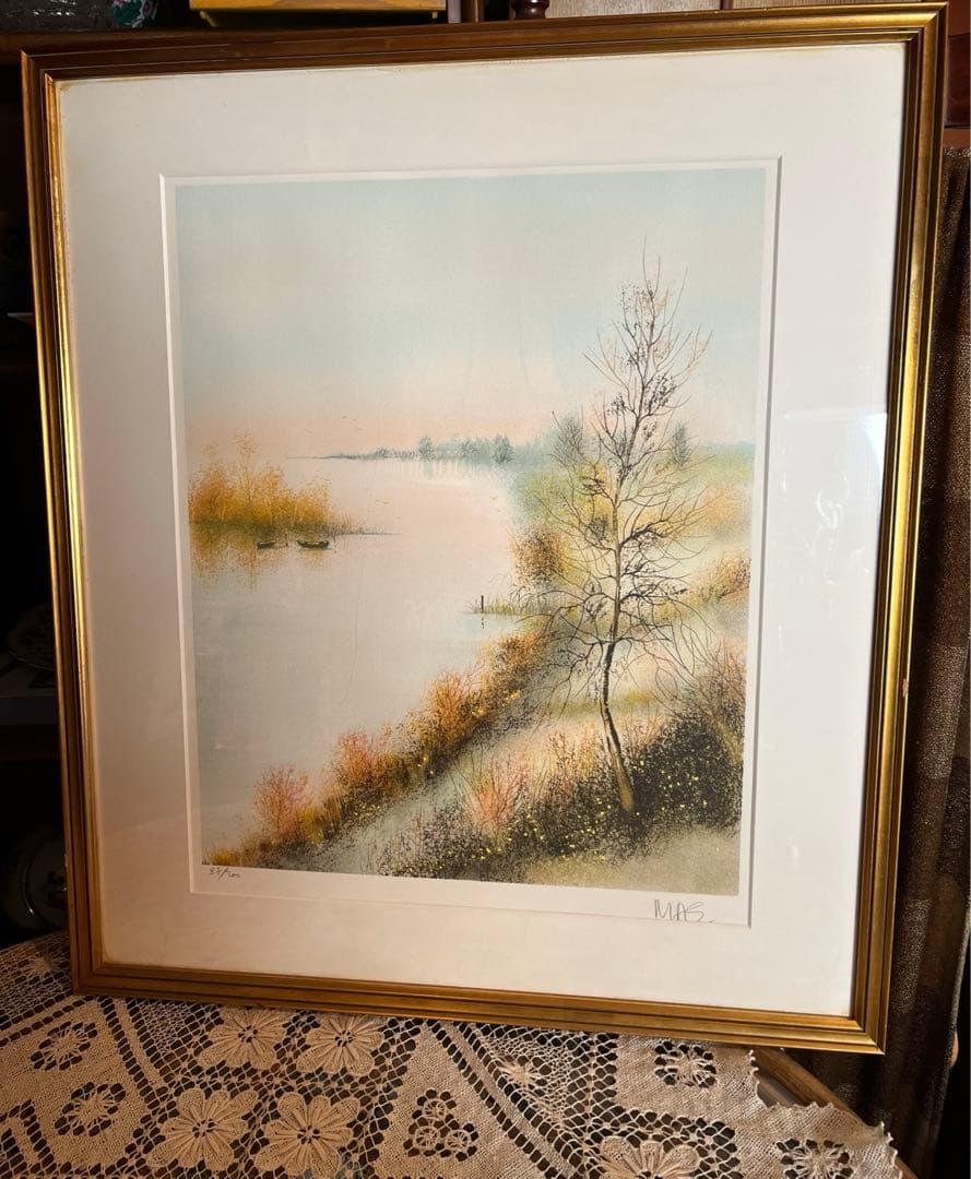 絵画 水彩画 リトグラフ アンドレ・ブラジリエ「RIVAGE」リトグラフ :: 絵画買取・販売 - シバヤマ