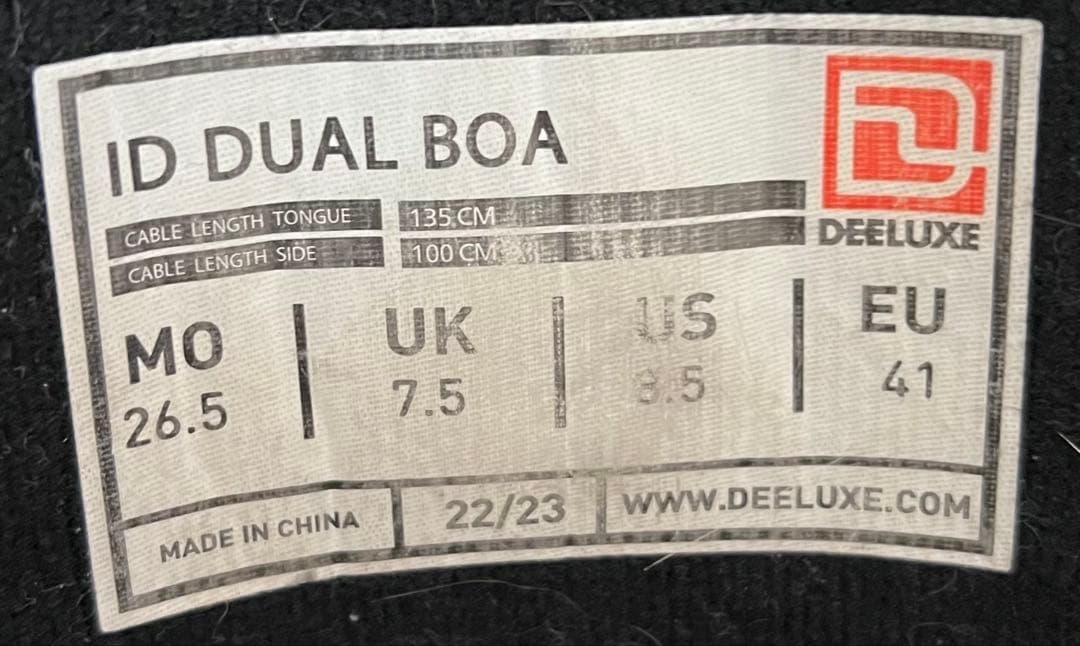 【即日発送】DEELUXE ID DUALBOA 26.5cm 22-23モデル