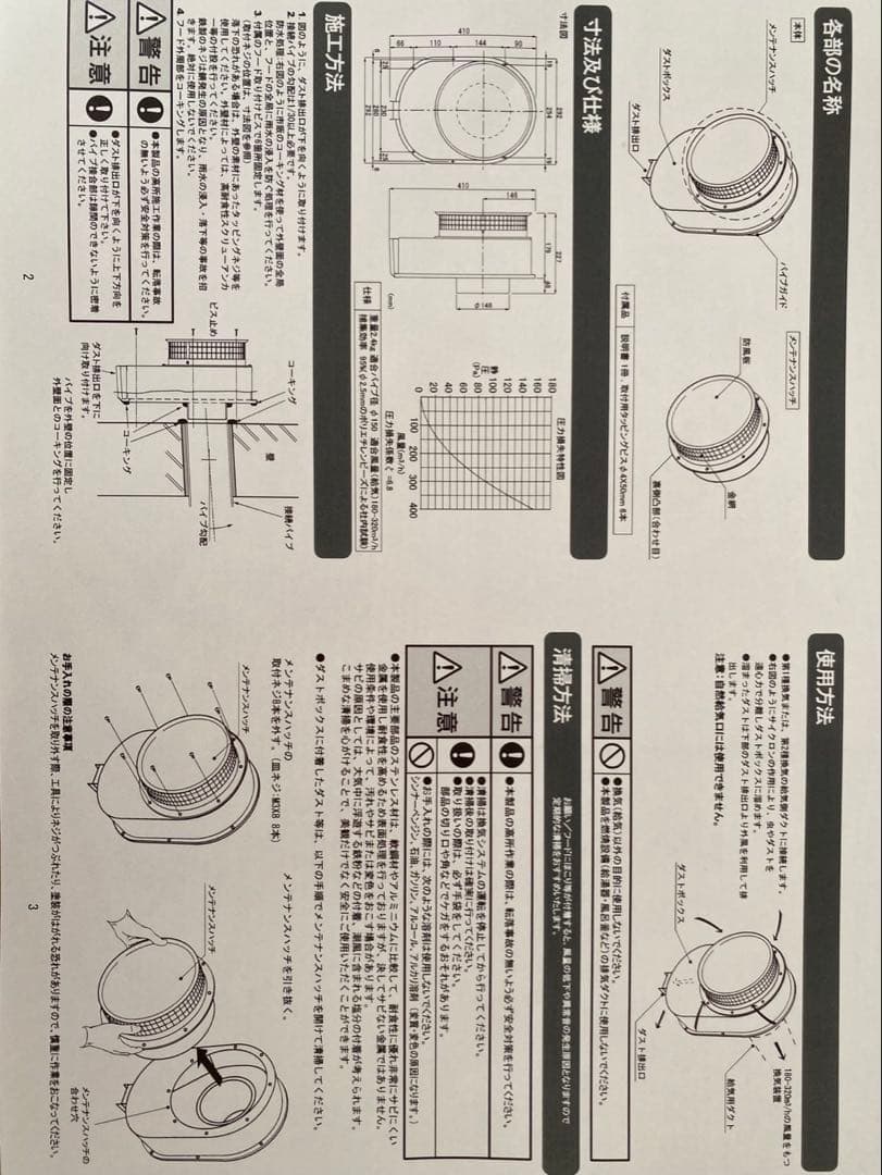 大幅値下げ 開封のみ未使用 日本電興 サイクロン式給気フードダクト