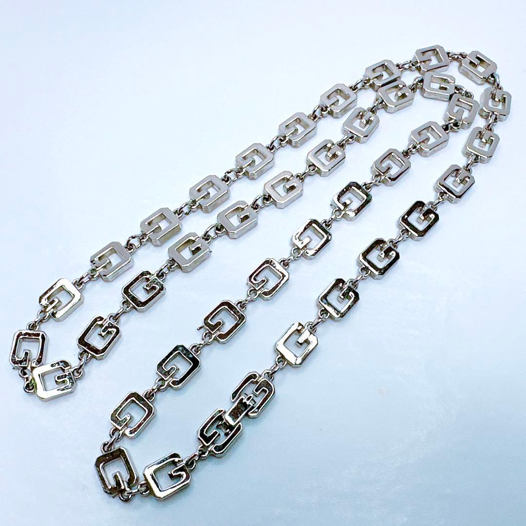 極美品✨ジバンシィ ロング ネックレス Gロゴ ヴィンテージ シルバー系