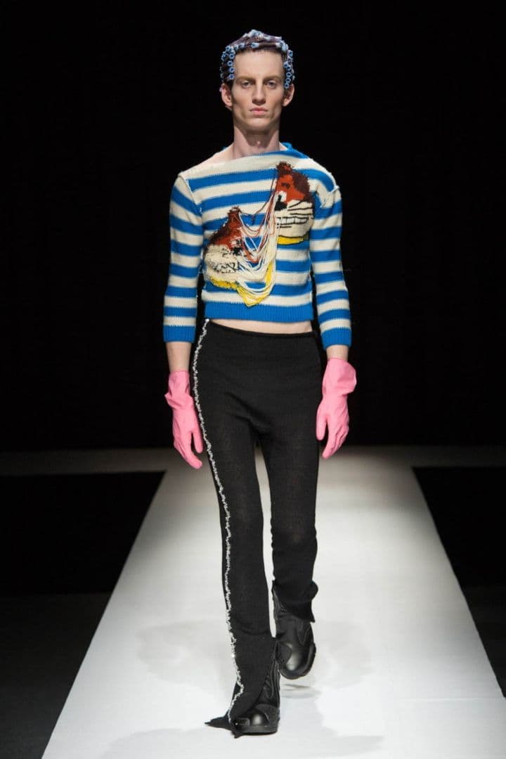 RYOTAMURAKAMI♡アートプリント付き青白ストライプニット♡定価9万円