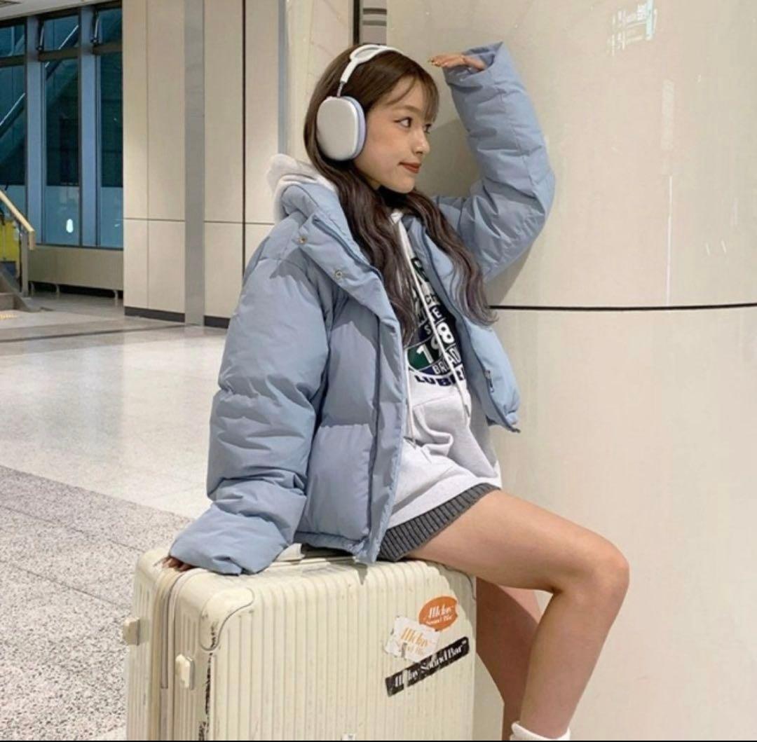 美品！nugu 韓国 ダウンジャケット 水色 アウター ダウン ライトブルー