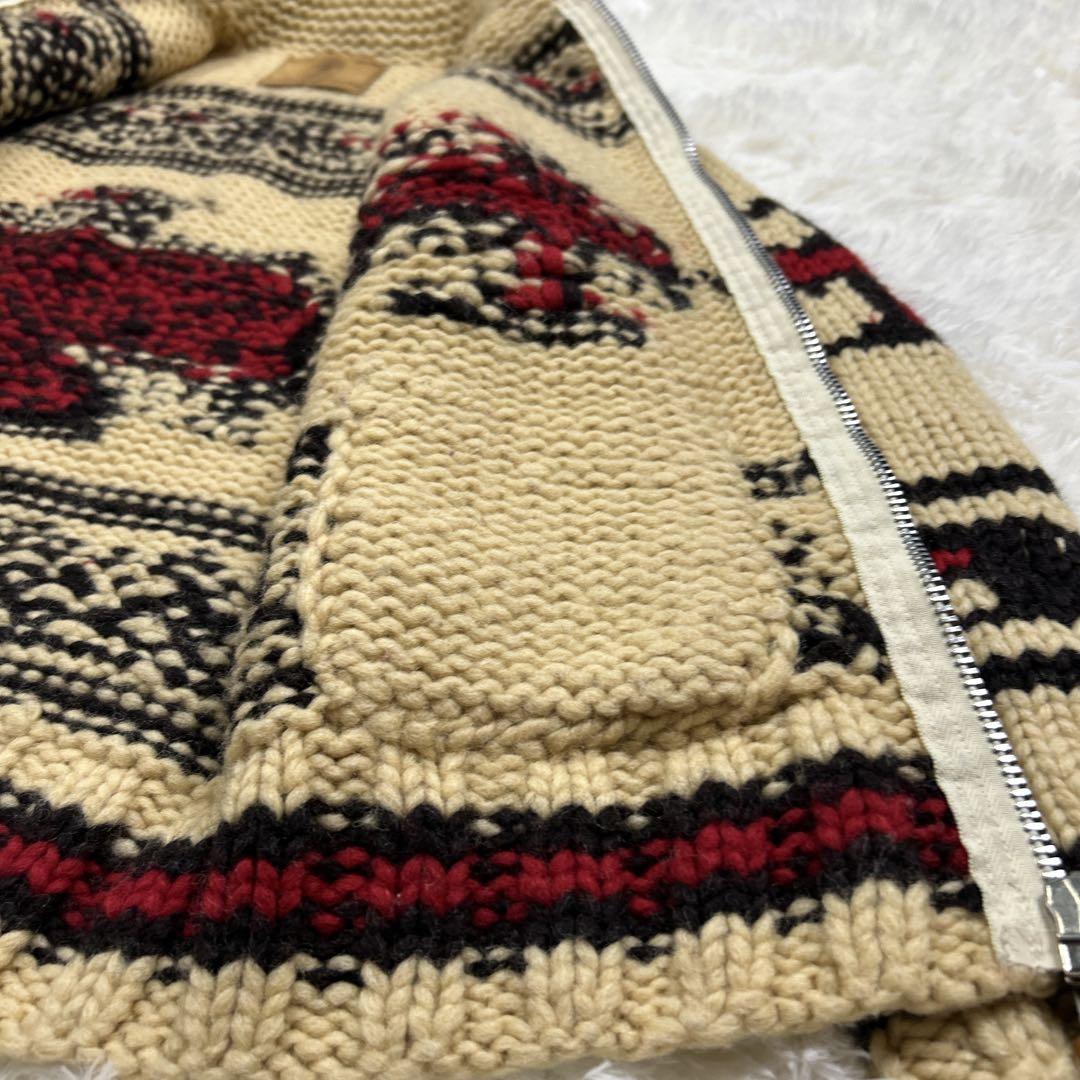 美品 カナダ製 カウチン ニット セーター サンダーバード ハート目