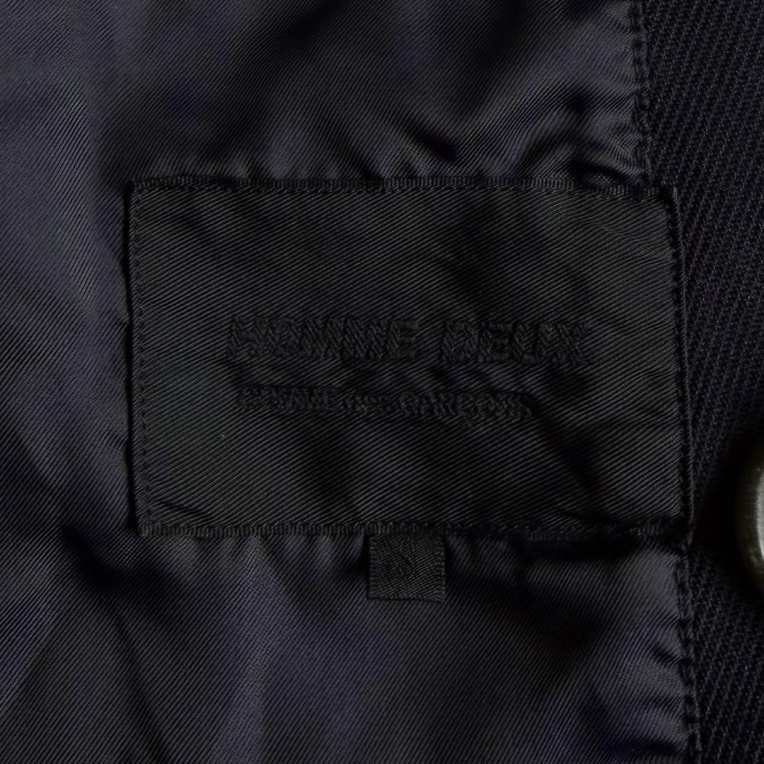 《美品》 コムデギャルソン オム ドゥ ポリ縮 トレンチコート ネイビー S