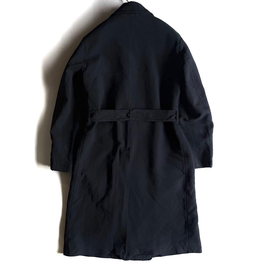 《美品》 コムデギャルソン オム ドゥ ポリ縮 トレンチコート ネイビー S
