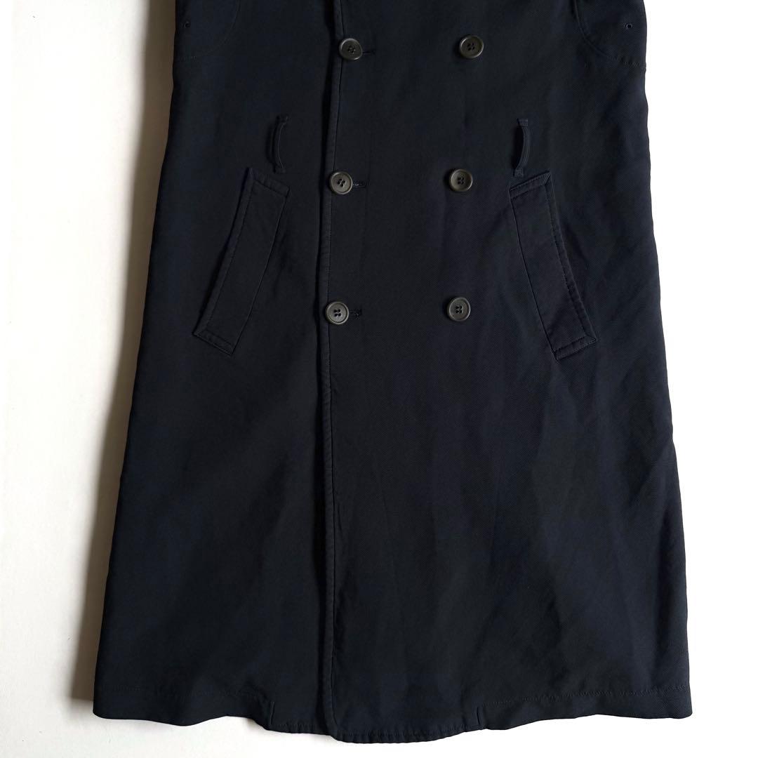 《美品》 コムデギャルソン オム ドゥ ポリ縮 トレンチコート ネイビー S
