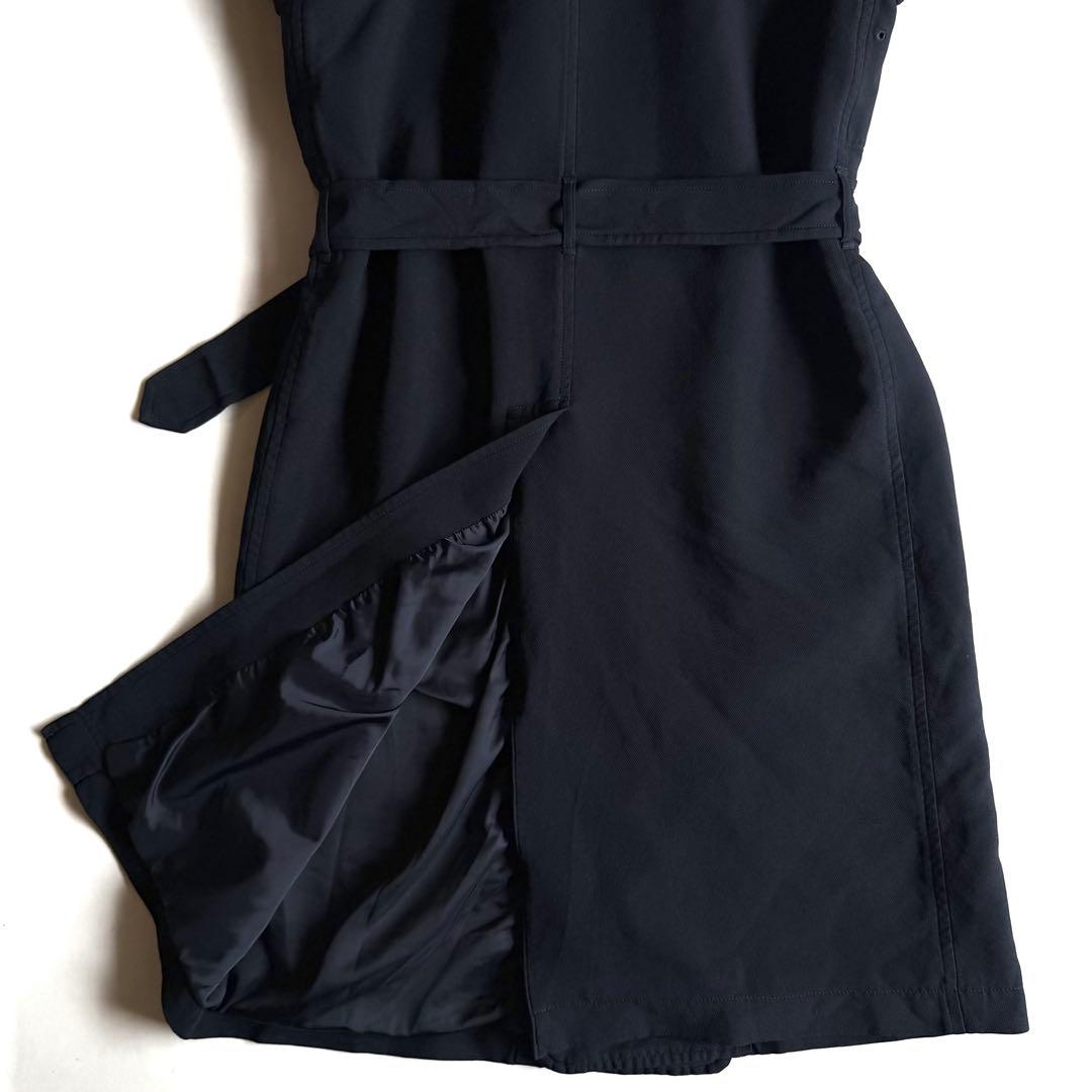 《美品》 コムデギャルソン オム ドゥ ポリ縮 トレンチコート ネイビー S
