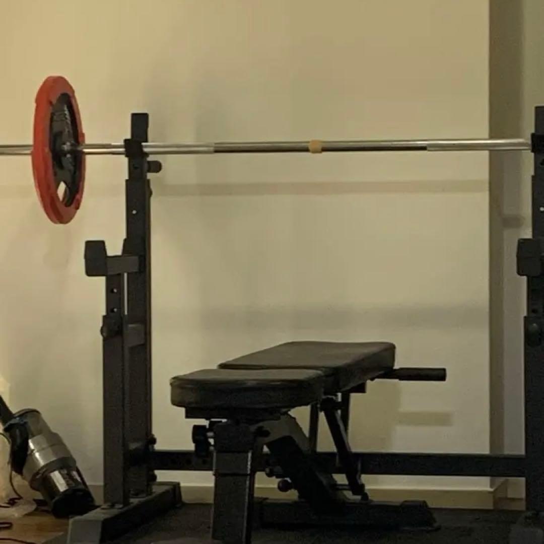 トレーニングベンチ バーベル付き 100kg set セーフティパックII / ラバーバーベルセット100kg シャフト180cm