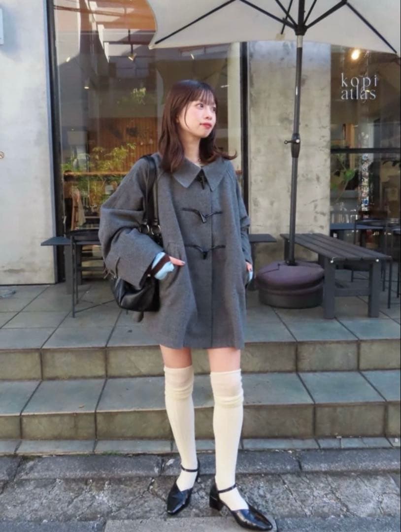 Kastane ダッフルフレアコート チャコールグレー ベスト付き - メルカリ