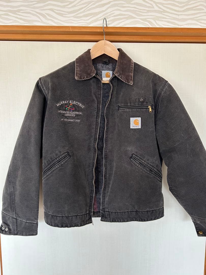 希少USA製Carhartt デトロイトジャケットsize42 ブラックフェード