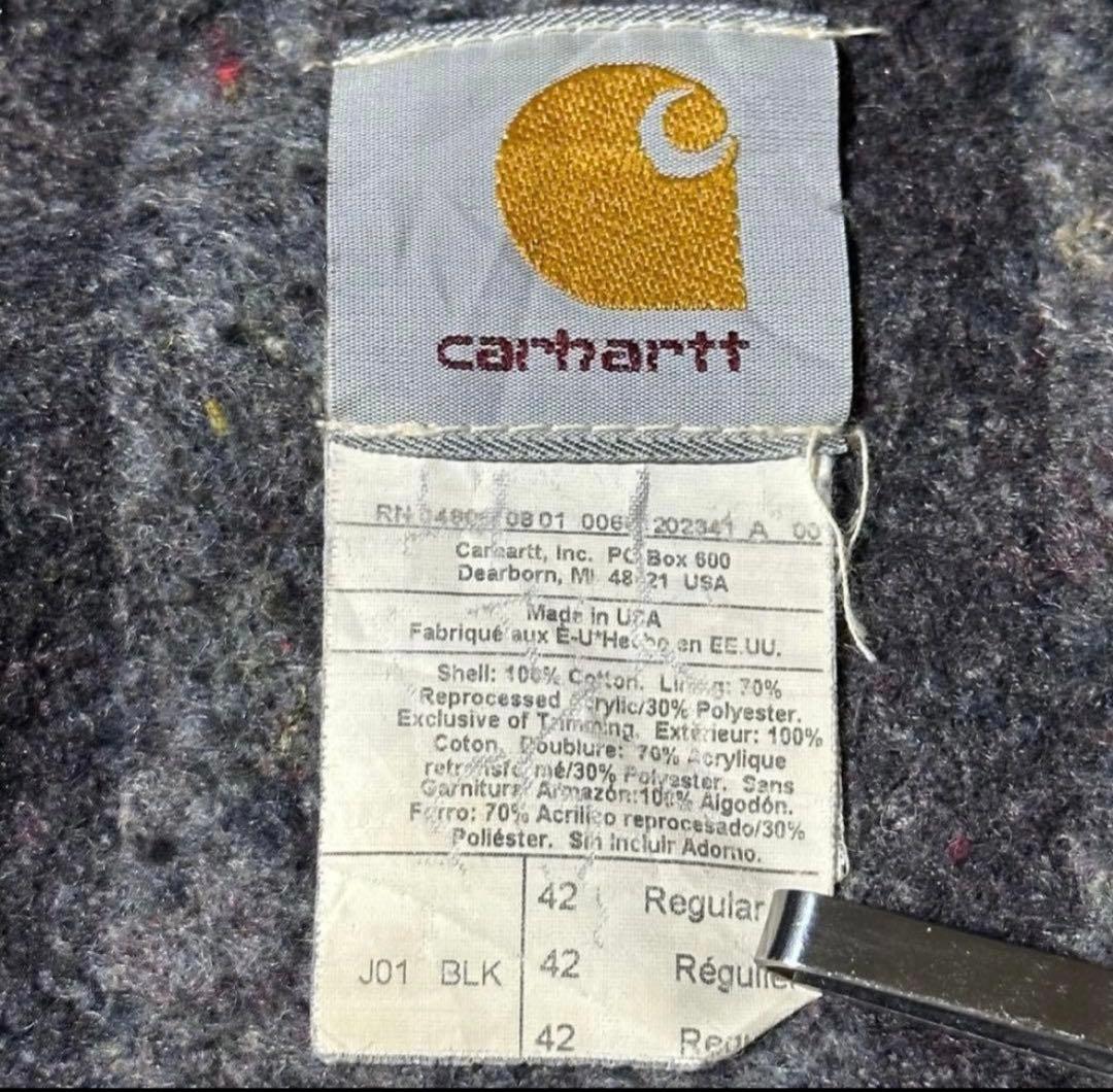 希少USA製Carhartt デトロイトジャケットsize42 ブラックフェード