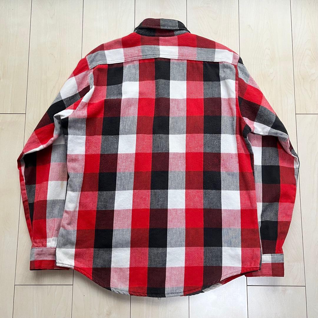 80s USA製 ファイブブラザー ブロックチェック ネルシャツ 赤黒白 M