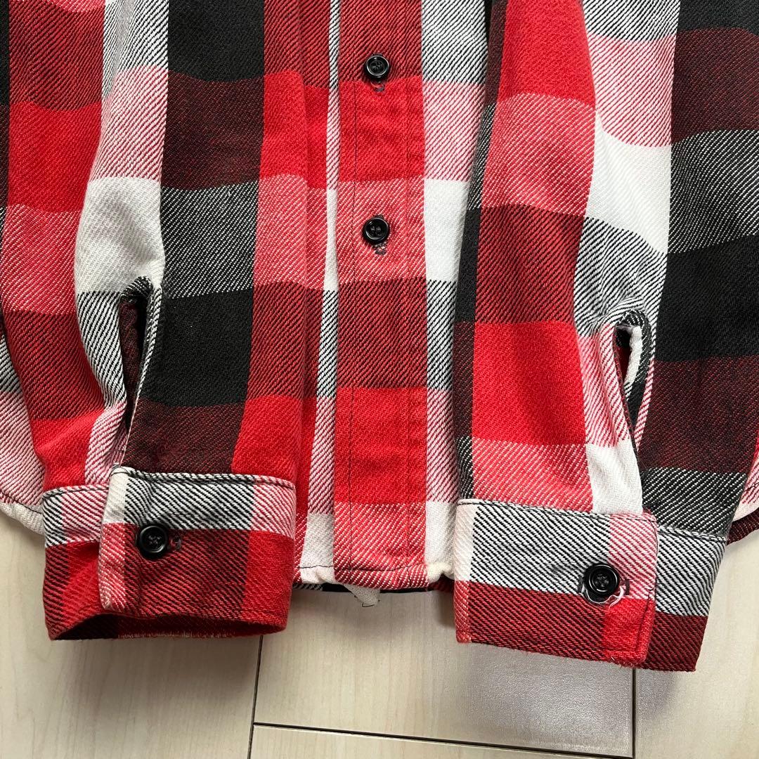 80s USA製 ファイブブラザー ブロックチェック ネルシャツ 赤黒白 M