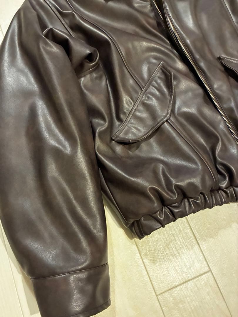 エアサーマルエリファーレザーブルゾン ブラウン レザー ジャケット